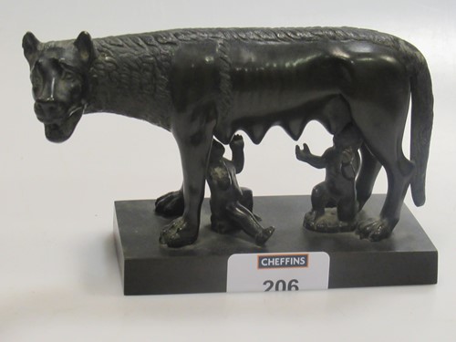 Lot 206 - A bronze model of Romulus and Remus 9.5 x 15 x...