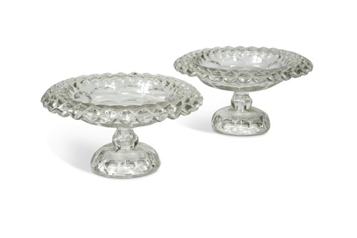 Lot 429 - A pair of glass pedestal bowls, possibly Irish
