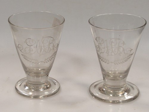 Lot 6 - A pair of Regency rummers, the bucket shaped...