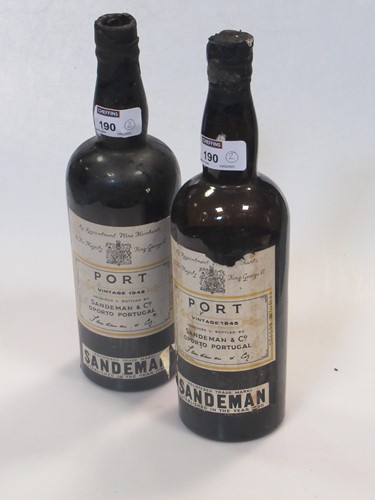 Lot 190 - Sandeman's vintage port 1945, 2 bottles, (one...