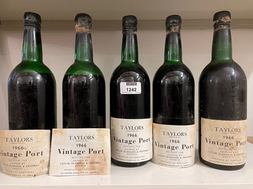 Lot 1242 - Taylor's vintage port 1966, 5 bottles (levels:...