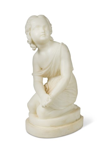 Lot 820 - Joseph Gott (Leeds 1786-1860 Rome), a carved marble figure of a kneeling girl