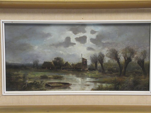 Lot 416 - Dutch School, Night scene of a windmill and...