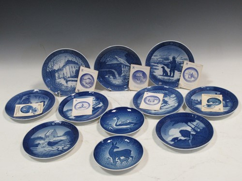 Lot 21 - Nine Royal Copenhagen christmas plates with...