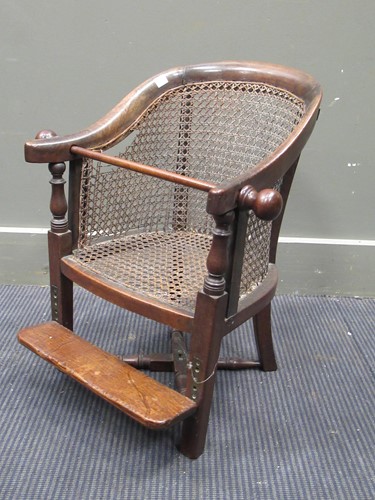 Lot 575 - A Victorian child’s chair with hooped carved...