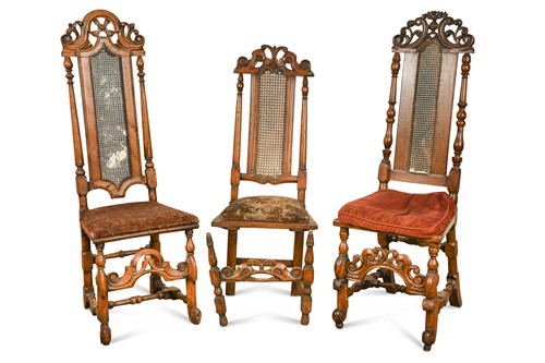 Lot 720 - Three cane back chairs, late 17th century
