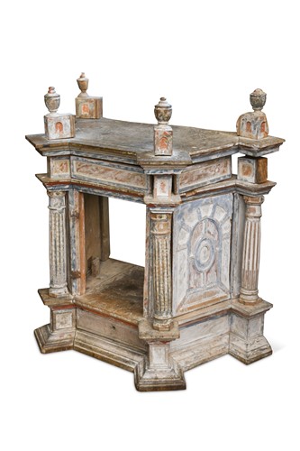 Lot 876 - An Italian gesso and  painted tabernacle, 18th/19th century
