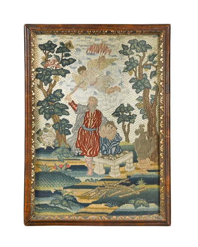 Lot 725 - A needlework picture of Abraham and Issac, circa 1800