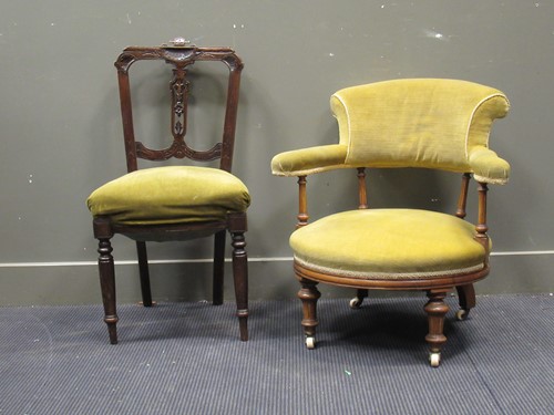 Lot 642 - A late Victorian low armchair together with a...