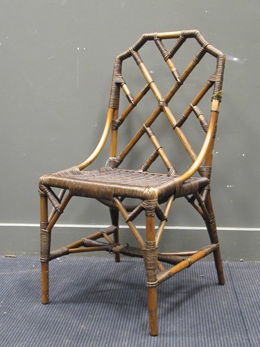 Lot 670 - A bamboo and wicker cockpen style single chair,...