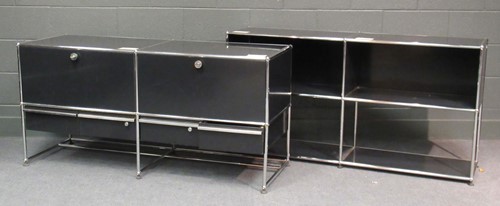 Lot 691 - A USM Haller black metal and tubular chrome...