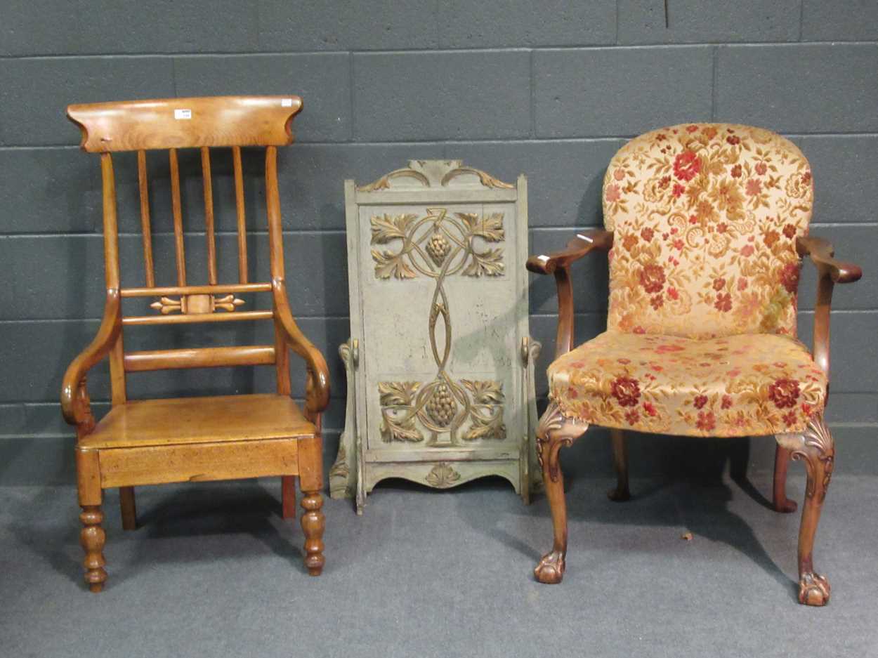 Lot 720 - A Chippendale armchair with ball and claw legs c1930