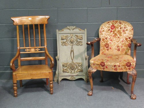 Lot 720 - A Chippendale armchair with ball and claw legs c1930