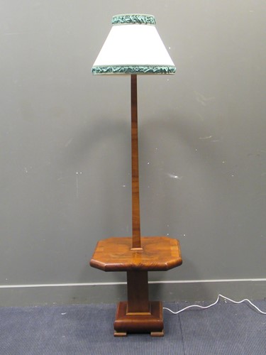 Lot 674 - An Art Deco walnut table/standard lamp with...