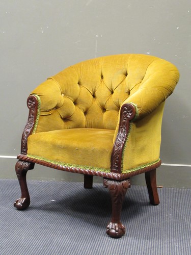 Lot 650 - Circa 1890 a mahogany button back tub chair on...