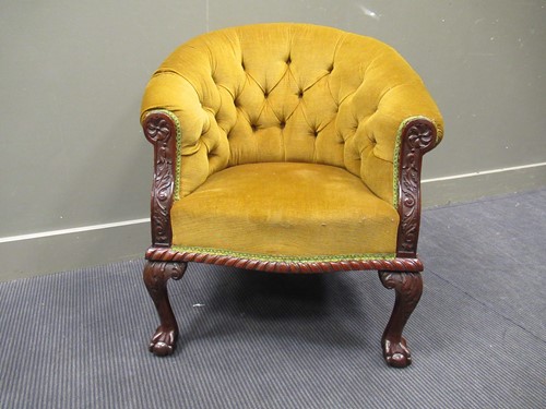 Lot 650 - Circa 1890 a mahogany button back tub chair on...