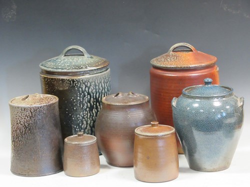 Lot 86 - A collection of studio pottery storage jars...