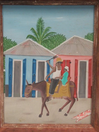 Lot 407 - Michaelle Obin (Haitian, b. 1947), Donkey ride...