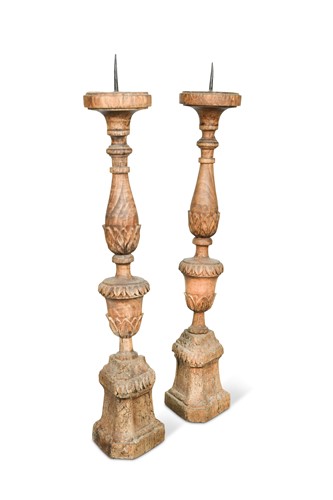 Lot 874 - A pair of Italian pricket candlesticks