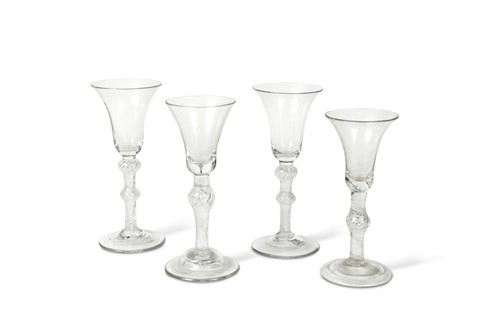 Lot 455 - Four George II air twist wine glasses, circa 1740-50