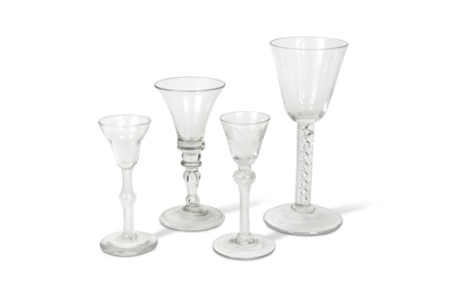Lot 468 - A small pan topped wine glass, circa 1750-70