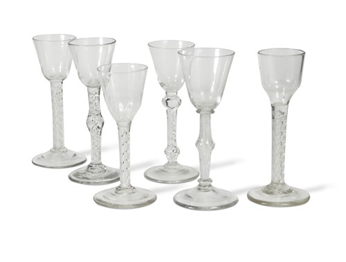 Lot 448 - A group of six mid 18th century wine glasses