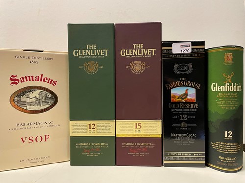 Lot 1270 - Spirits and liqueurs. The Glenlivet 15 year...