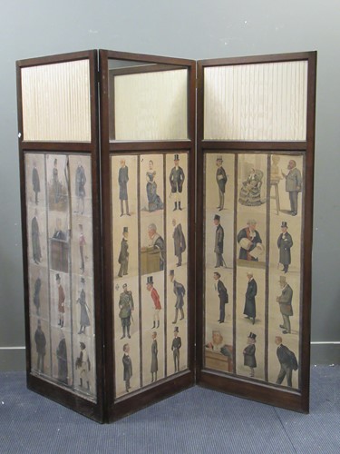 Lot 591 - An Edwardian folding screen, the panels...