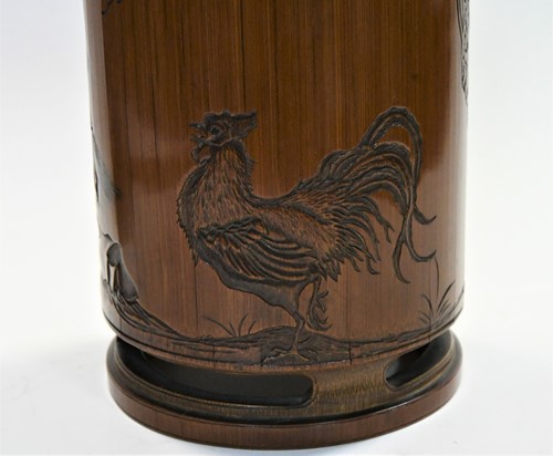 Lot 89 - A Japanese carved bamboo brush pot, 19th century