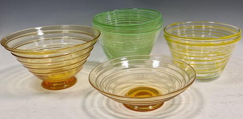 Lot 104 - Seven glass bowls with opaque spiral decoration
