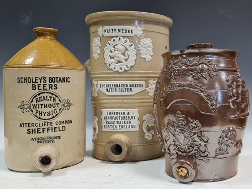 Lot 97 - A 19th century saltglazed spirit barrel, a...