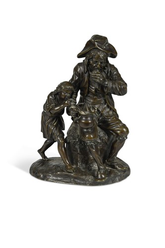 Lot 948 - A Continental bronze model of the ale thief, 19th century