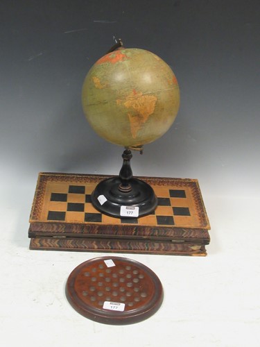 Lot 177 - A Philips British Empire globe on black wood...