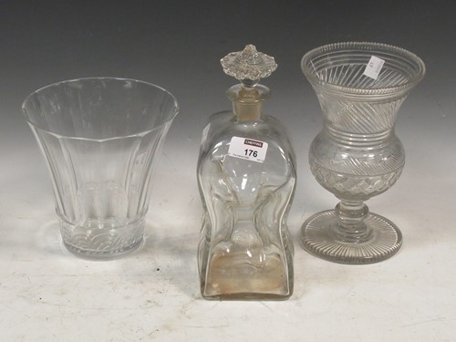 Lot 176 - A hand blown spirit decanter and stopper, a...
