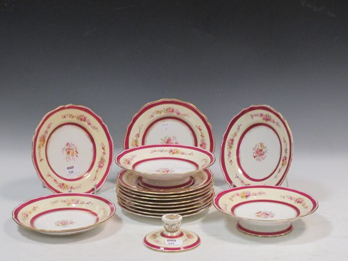 Lot 122 - A Copeland dessert service with pink and gilt...