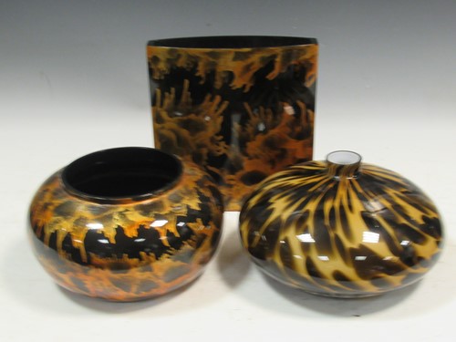 Lot 191 - A studio glass vase and two papier-mache vases