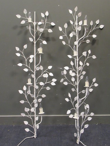 Lot 753 - Pair of large wrought iron wall lights cast as...