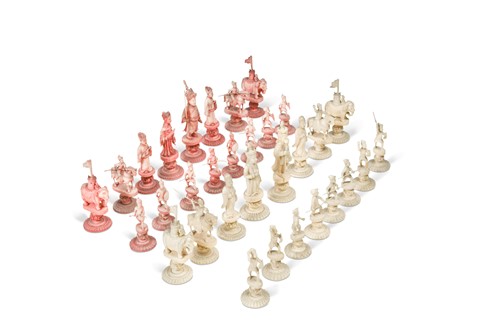Lot 838 - A Chinese ivory chess set, 19th century