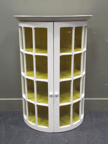 Lot 602 - White painted 'D' shape glazed display cabinet,...