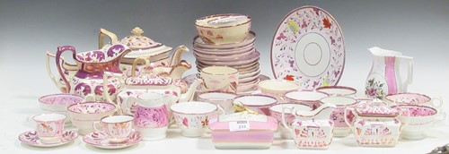 Lot 233 - Various pink lustre tea wares