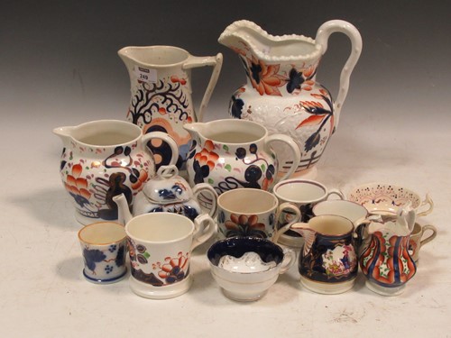 Lot 249 - A Gaudy Welsh Chinoiserie pattern coffee can...