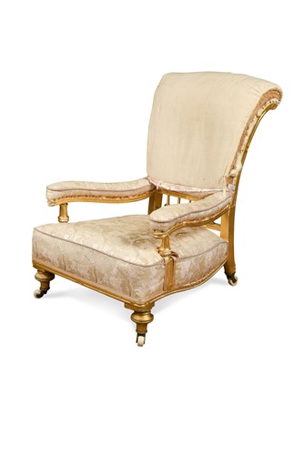 Lot 920 - A late Victorian gilt and gesso library chair, circa 1870