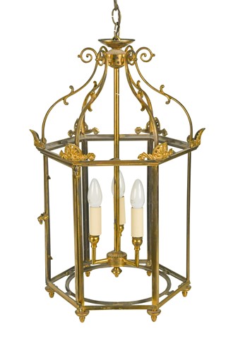 Lot 246 - A Regency style brass hall lantern, modern