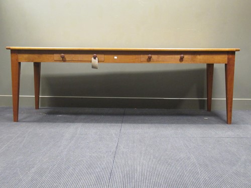 Lot 606 - A large cherry wood farmhouse table, 77 x 230...