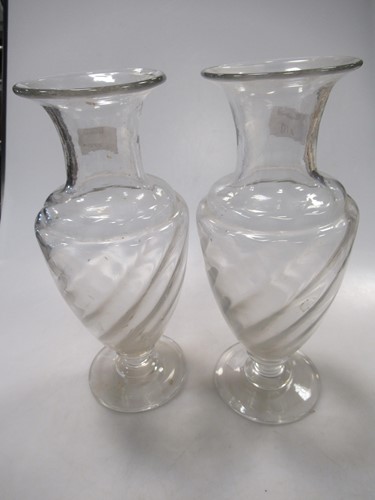 Lot 270 - A pair of 19th century glass pedestal vases,...