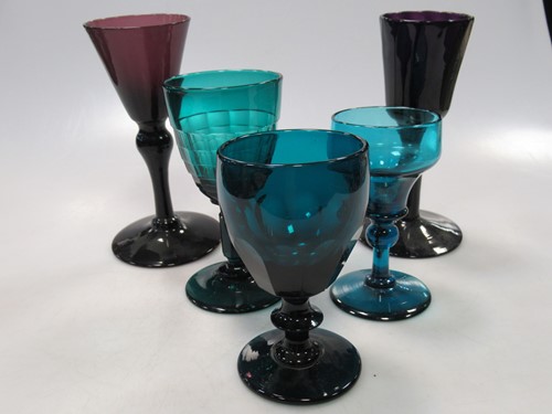 Lot 271 - Two Bristol wine glasses, a small Bristol blue...