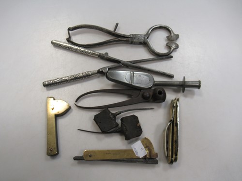 Lot 370 - A pair of 19th century cock fighting spurs,...