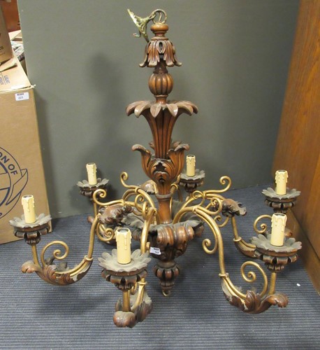 Lot 752 - A George II style six branch chandelier,...