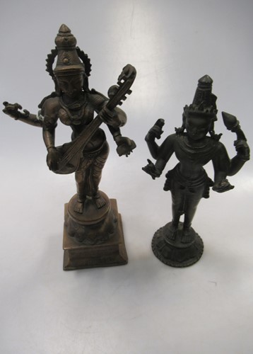 Lot 269 - A bronze figure of Vishnu, 27cm high; a brass...