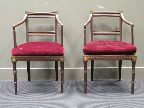 Lot 623 - A pair of George III armchairs with caned...